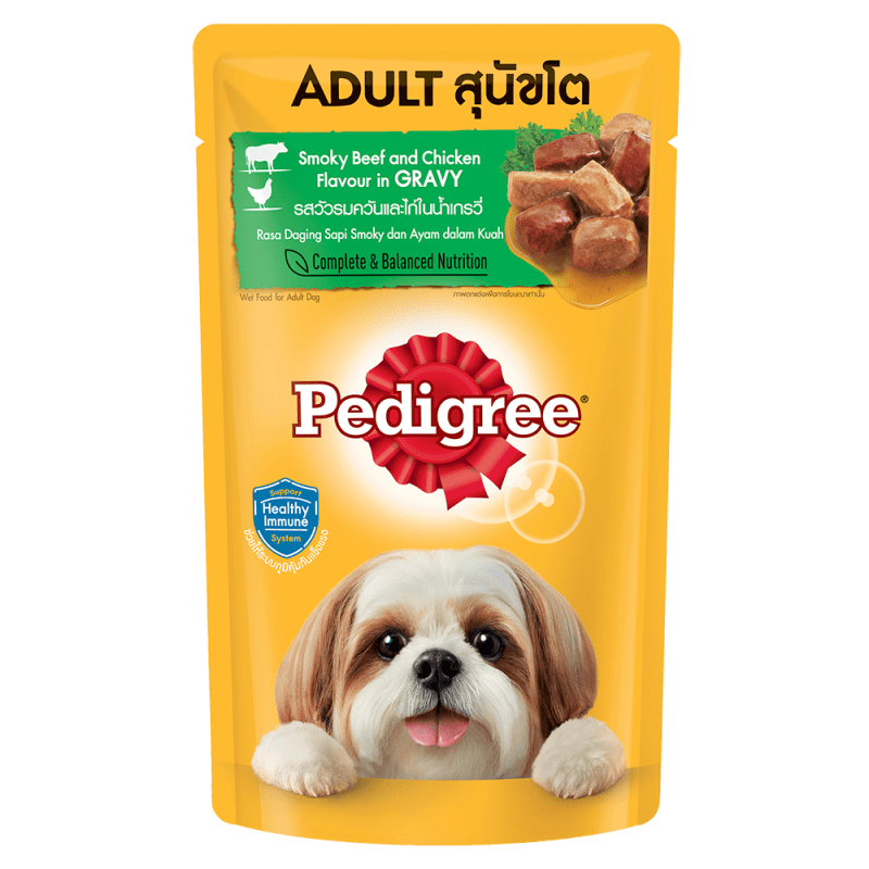 Thức ăn cho chó lớn dạng sốt Pedigree - Vị bò xông khói & gà nấu sốt túi 130g 