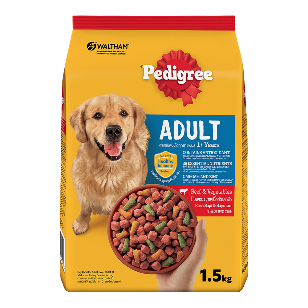 Thức ăn cho chó lớn dạng hạt khô Pedigree - Vị bò và rau củ 1.5kg