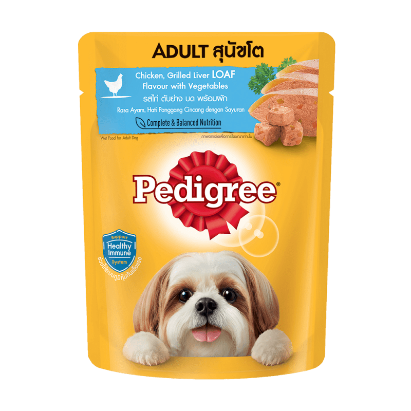 Thức ăn cho chó lớn dạng sốt Pedigree - Vị gà, gan nướng và rau củ túi 80g 