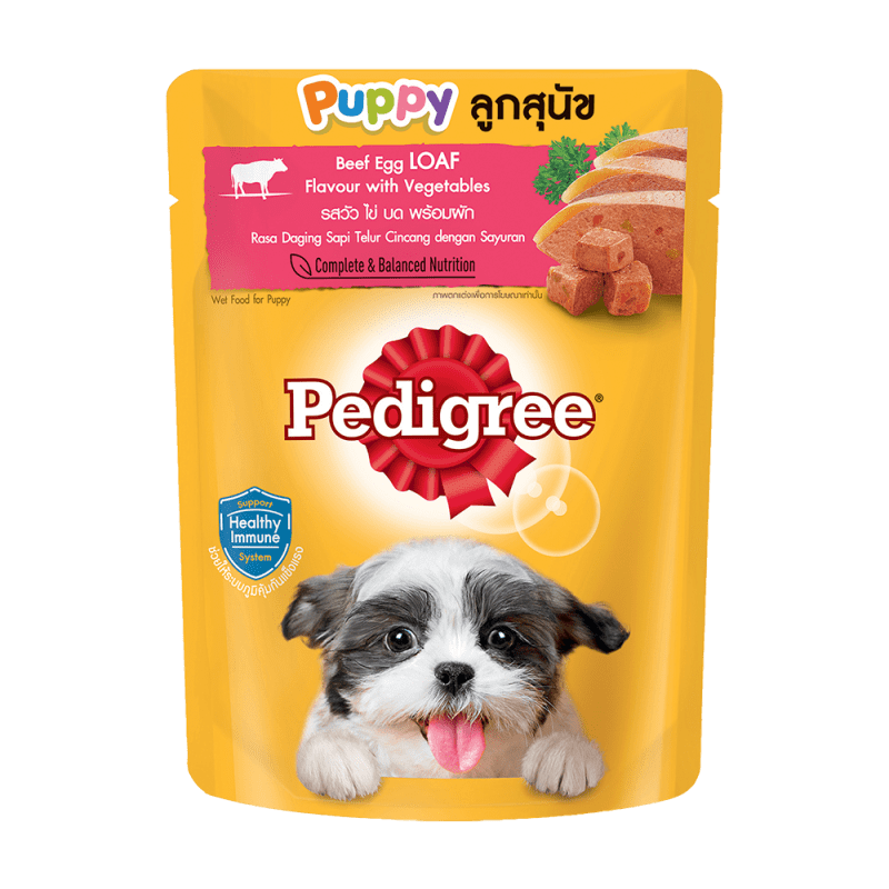 Thức ăn cho chó con dạng sốt Pedigree - Vị bò, trứng & rau túi 80g 