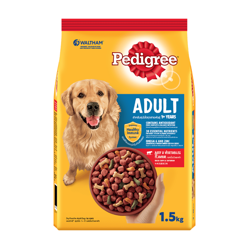 Thức ăn cho chó lớn dạng hạt khô Pedigree - Vị bò và rau củ 1.5kg